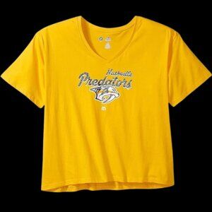 Nashville Predators Women’s 1X V‑Neck Jersey Gold NHL Fan Gear NWT Sealed